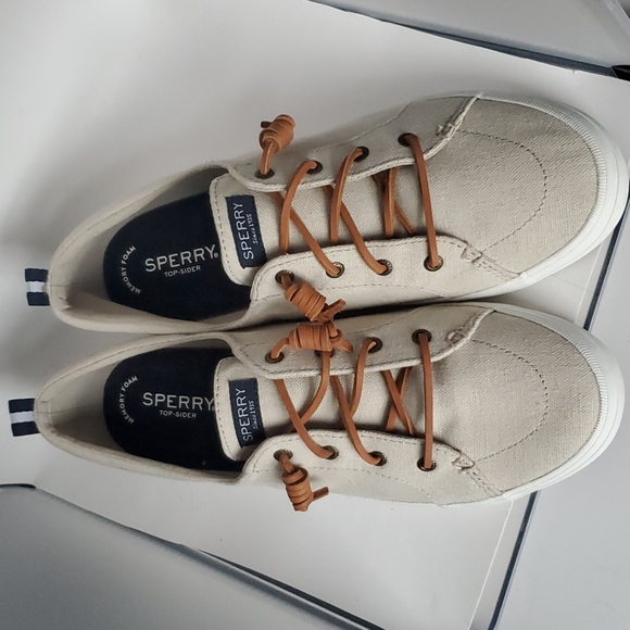 Sperry Crest Vibe Linen Oat Boat Shoes 